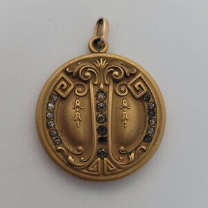 Antique Art Deco Gold Filled, Repousse & Paste Locket